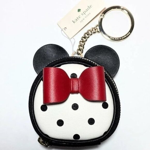Kate Spade Disney Minnie Mouse Keychain Coin Pouch Purse Bag Backpack Charm NWT - Picture 2 of 8